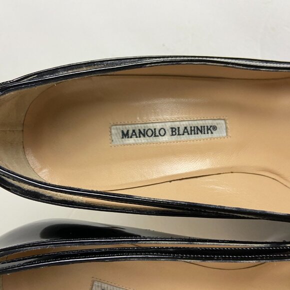 Manolo Blahnik Black Patent Leather Pointed Pump Heels Sz EU 42 - Picture 6 of 16